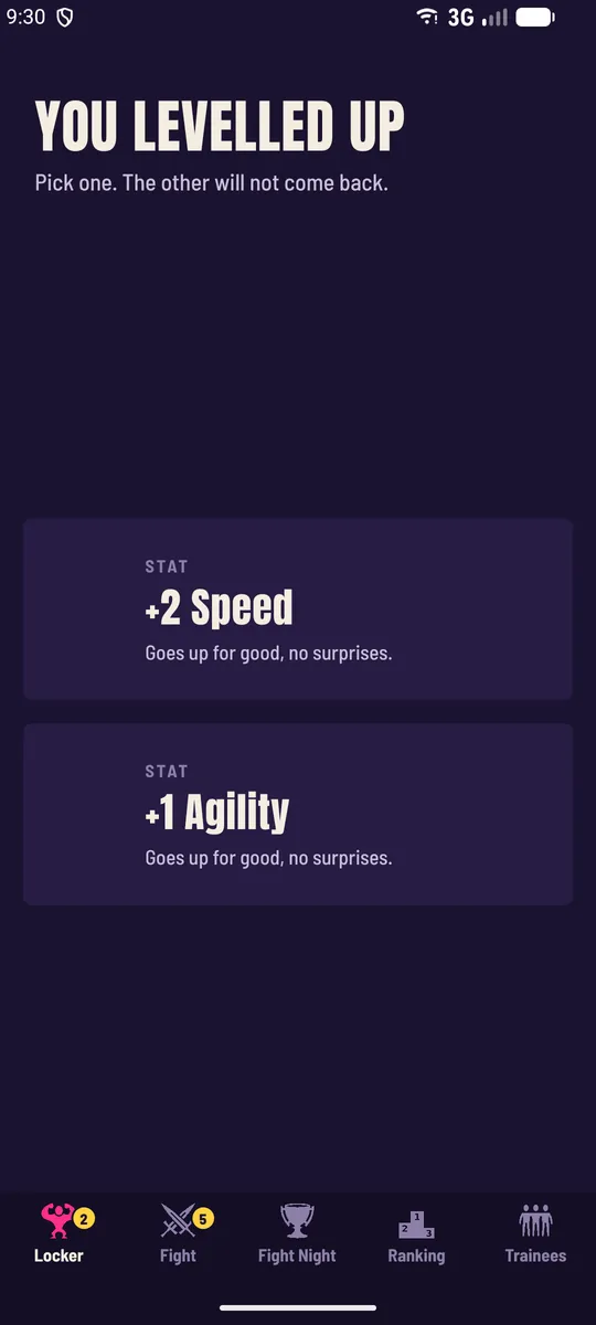 The upgrade screen